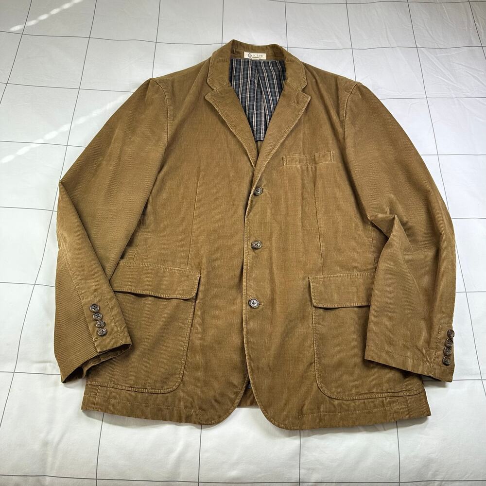 J.Crew Blazer Mens Large Tan Brown Corduroy Sports Coat Cotton Preppy Menswear